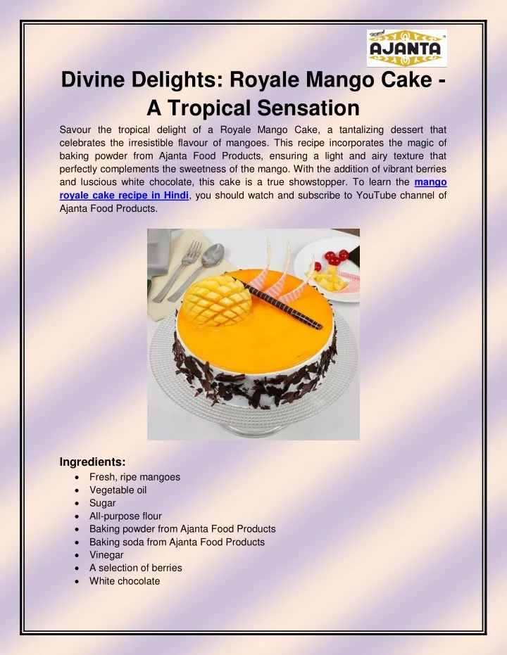 divine delights royale mango cake a tropical