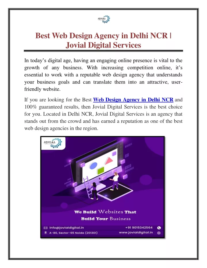best web design agency in delhi ncr jovial