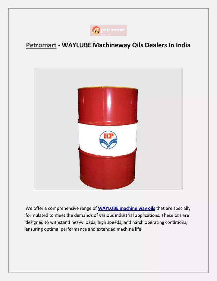 petromart waylube machineway oils dealers in india