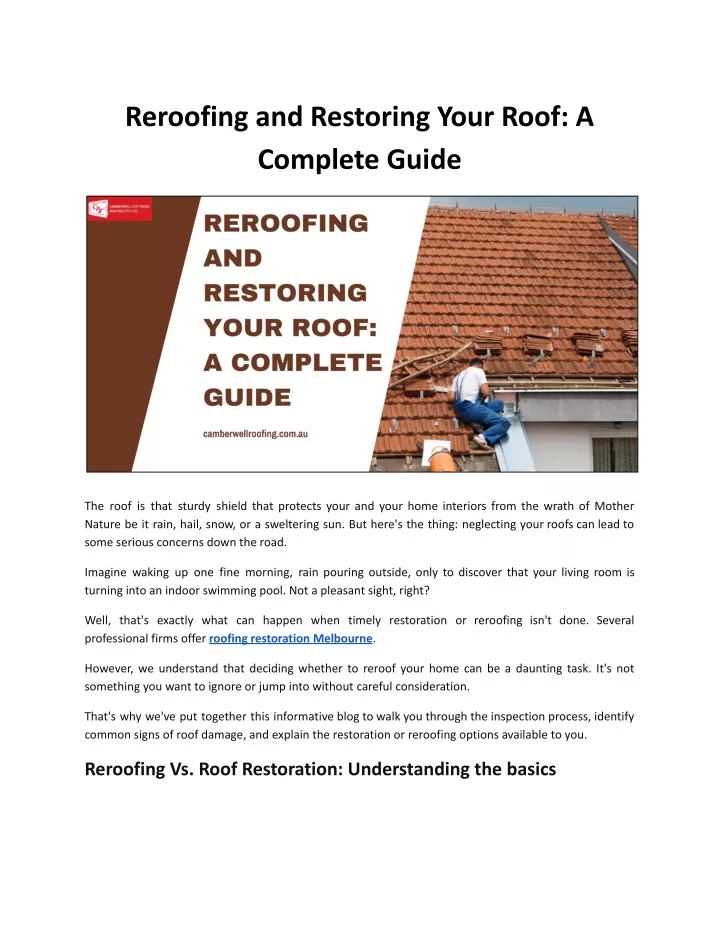 reroofing and restoring your roof a complete guide