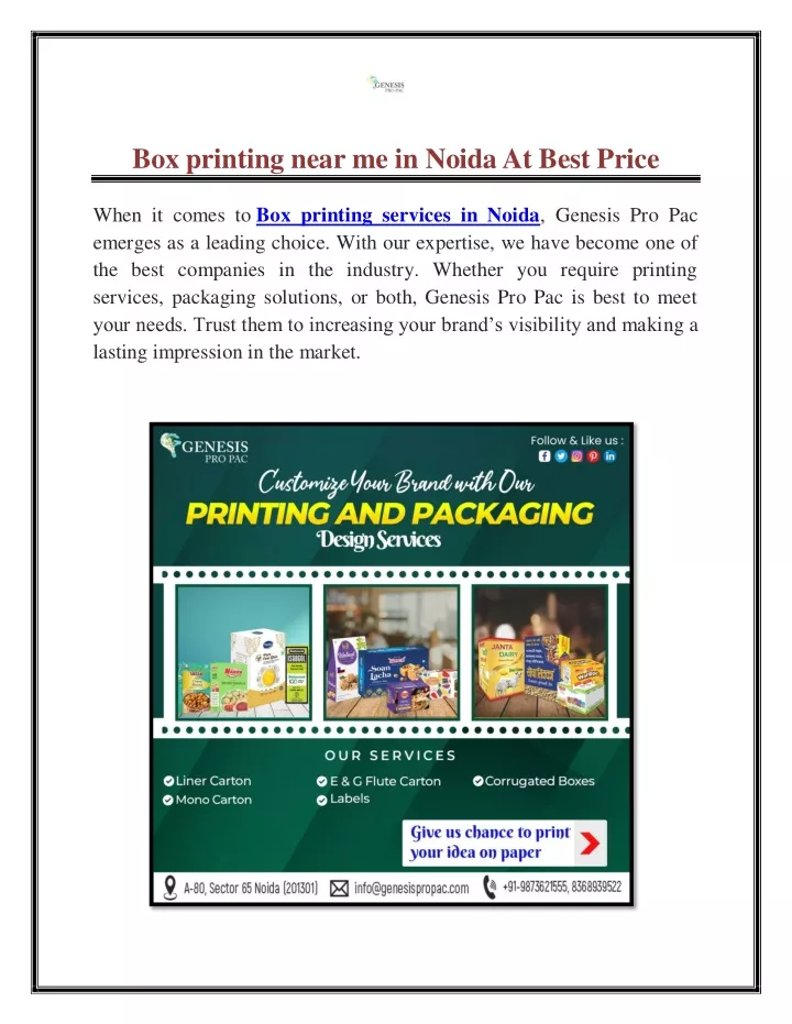 box printing near me in noida at best price
