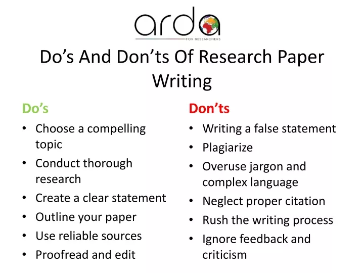 research paper don'ts