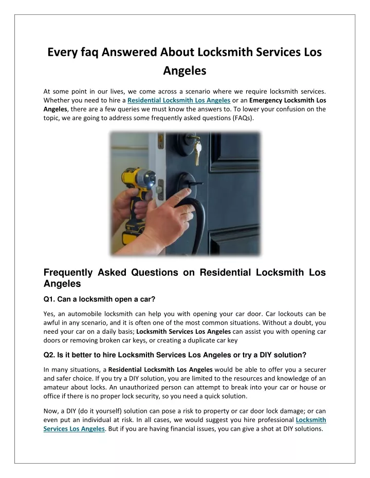 every faq answered about locksmith services