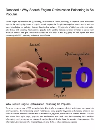 what is the most common goal of search engine optimization (seo) poisoning