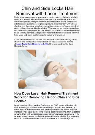 Chin and Side Locks Hair Removal with Laser Treatment