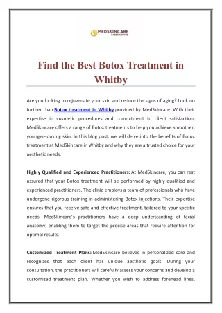 Find the Best Botox Treatment in Whitby