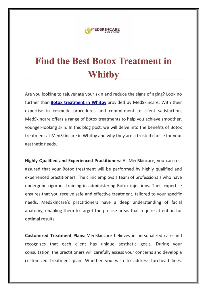 find the best botox treatment in whitby