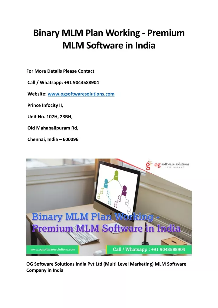binary mlm plan working premium mlm software