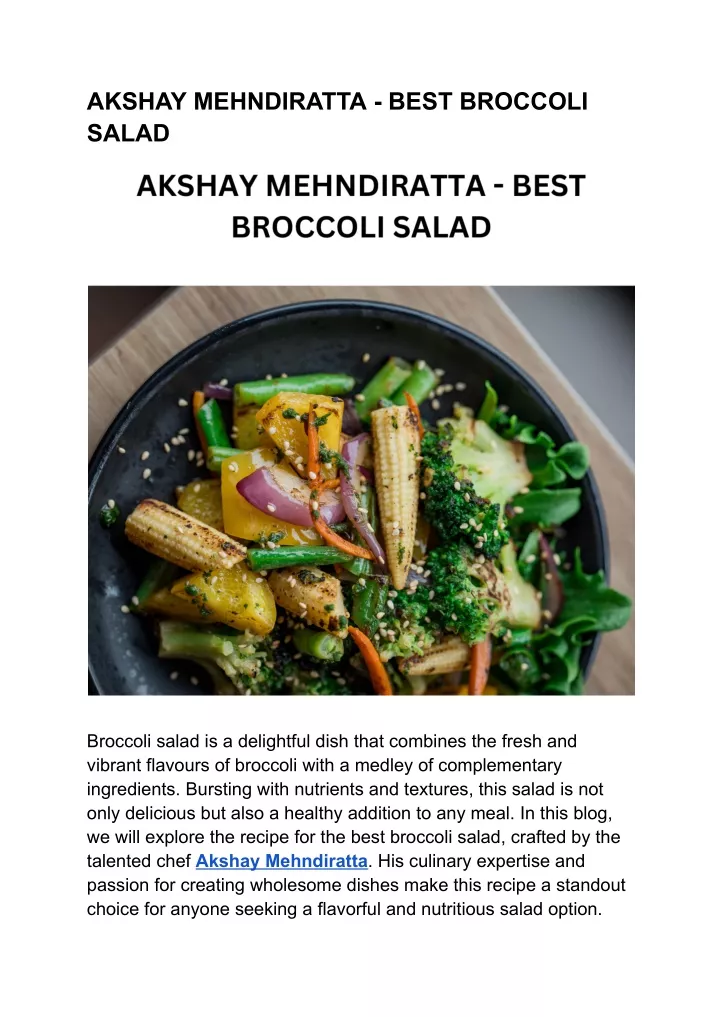 akshay mehndiratta best broccoli salad