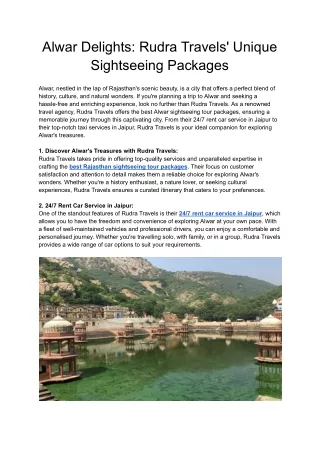 Alwar Delights_ Rudra Travels' Unique Sightseeing Packages