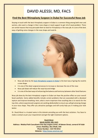find the best rhinoplasty surgeon in dubai