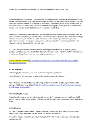 Global Chest Drainage Catheters Market Size, Overview, Key Players and Forecast 2028