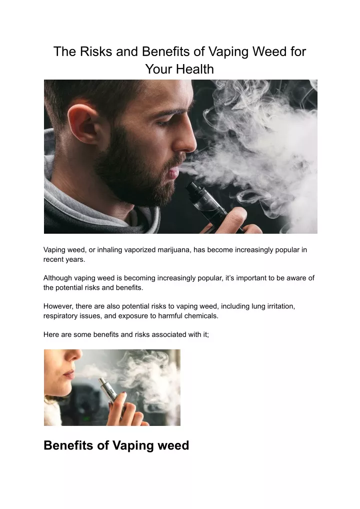 the risks and benefits of vaping weed for your