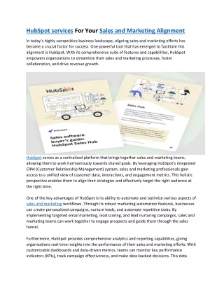 HubSpot services For Your Sales and Marketing Alignment 