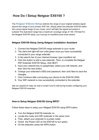 How Do I Setup Netgear EX6100  (1)