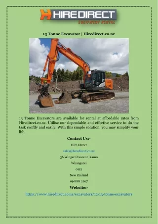 13 Tonne Excavator | Hiredirect.co.nz