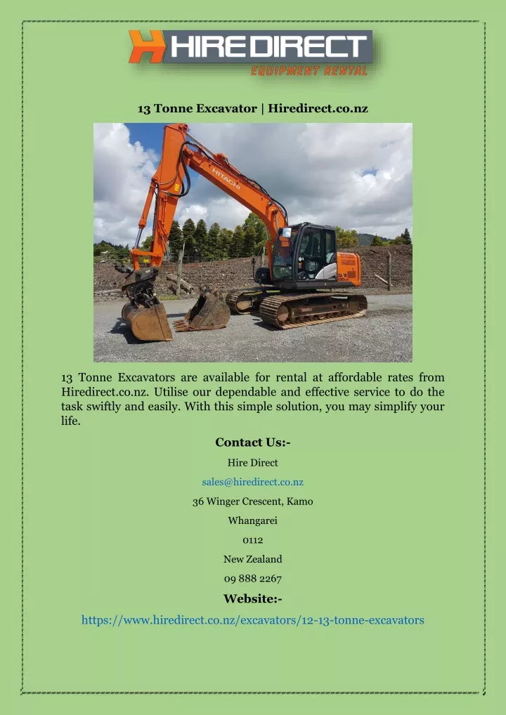 13 tonne excavator hiredirect co nz