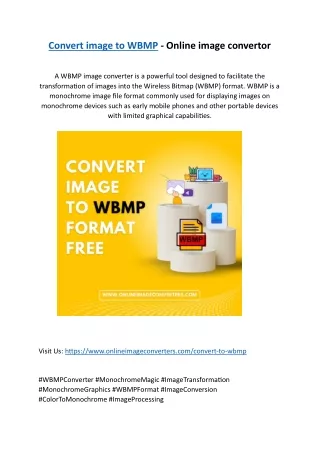 Online image convertor : unleashing the beauty of WBMP conversion tool