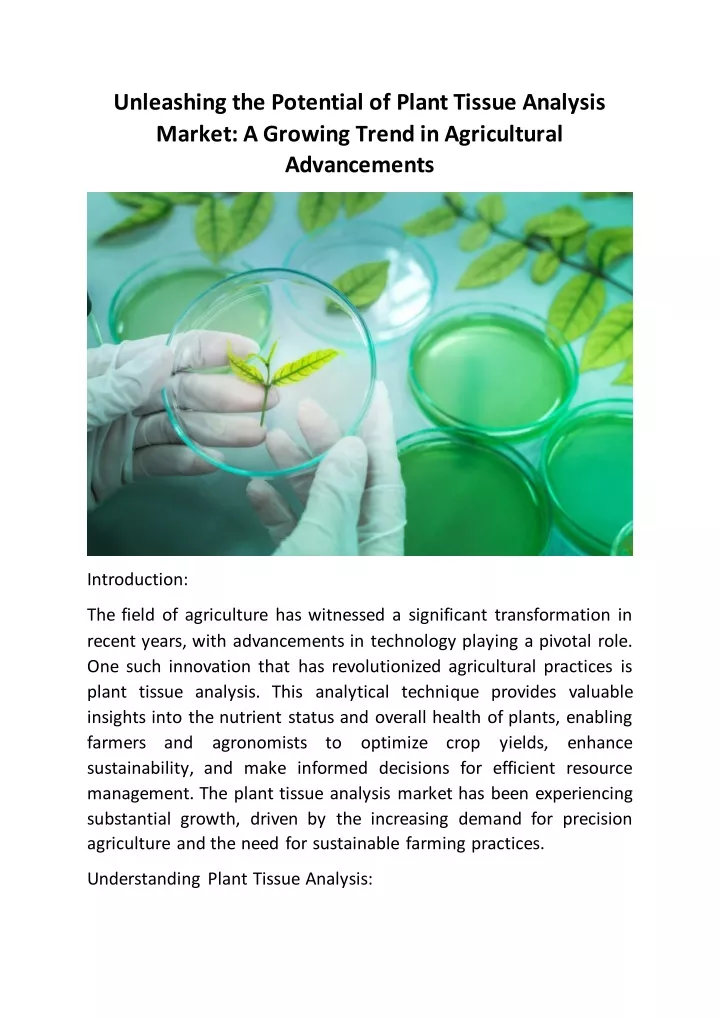 unleashing the potential of plant tissue analysis