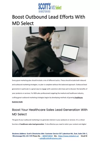 Boost Outbound Lead Efforts With MD Select