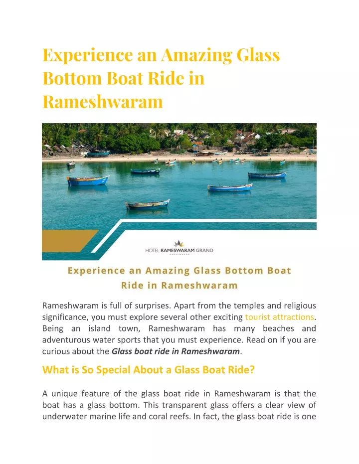 experience an amazing glass bottom boat ride