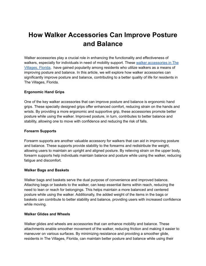 how walker accessories can improve posture