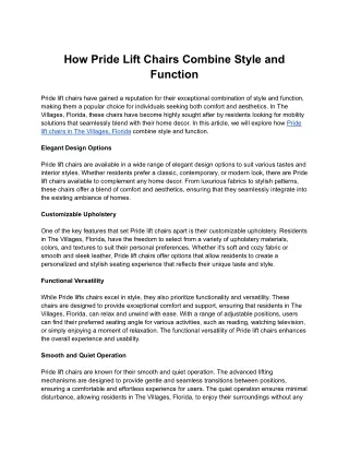how pride lift chairs combine style and function