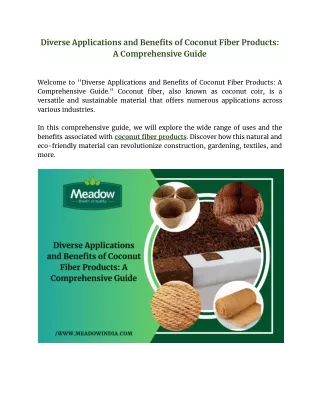 Diverse Applications and Benefits of Coconut Fiber Products_ A Comprehensive Guide