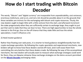 How do I start trading with Bitcoin Decoder