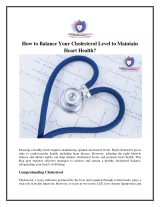 how to balance your cholesterol level to maintain
