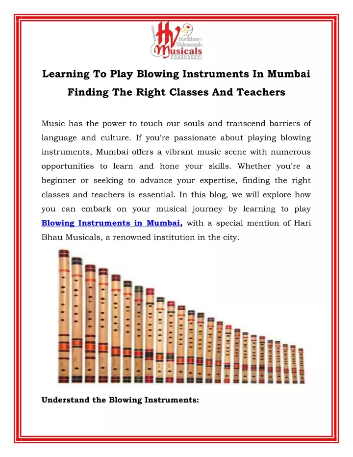 learning to play blowing instruments in mumbai