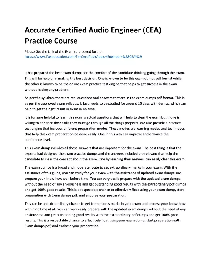 accurate certified audio engineer cea practice