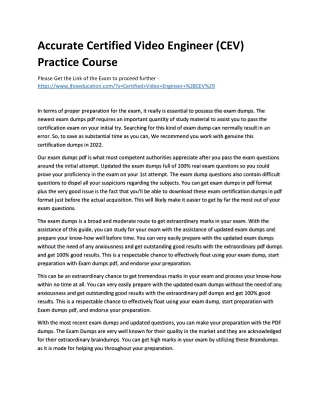 accurate certified video engineer cev practice
