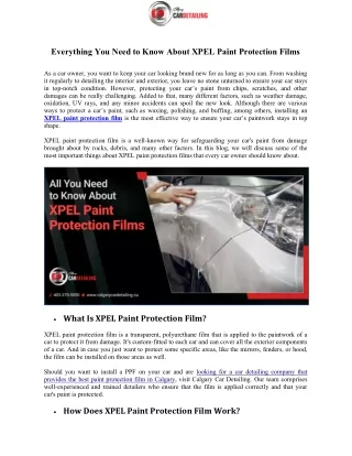 Everything You Need to Know About XPEL Paint Protection Films
