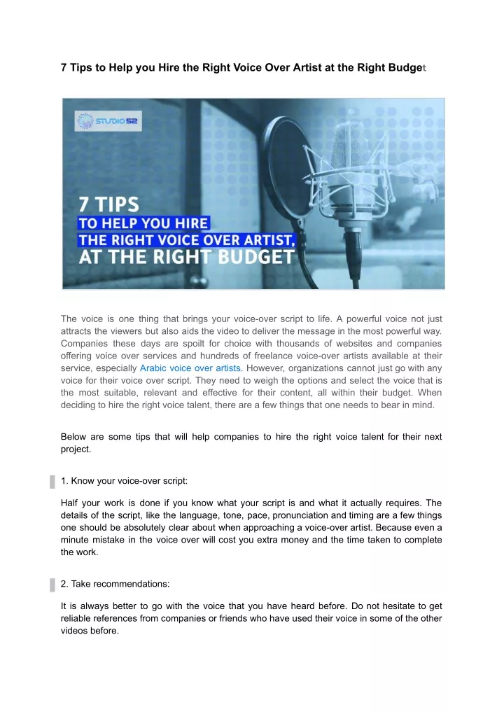 7 tips to help you hire the right voice over