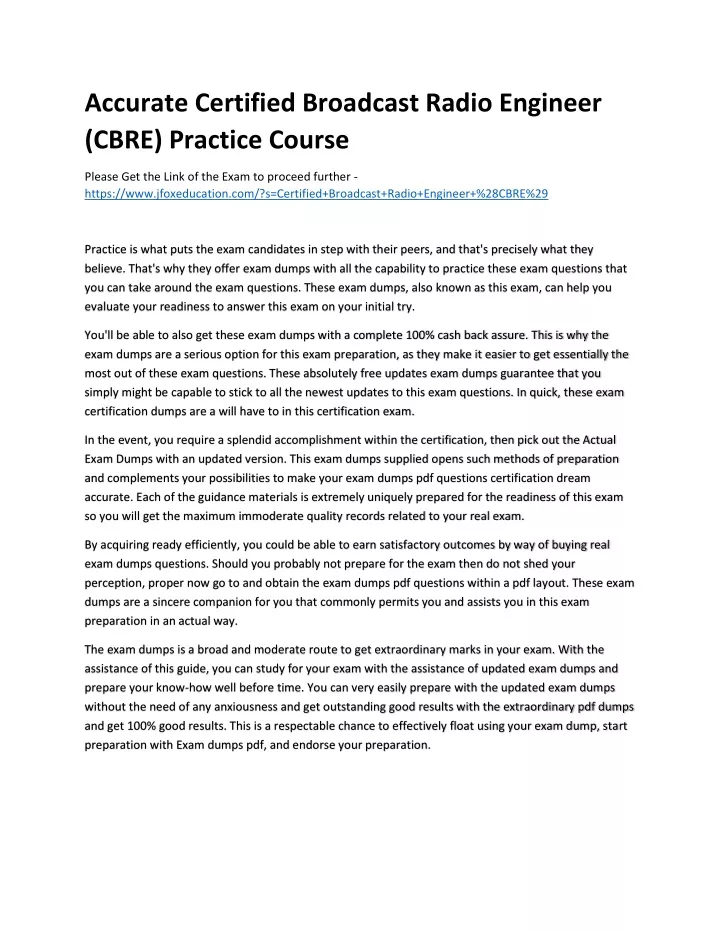 accurate certified broadcast radio engineer cbre