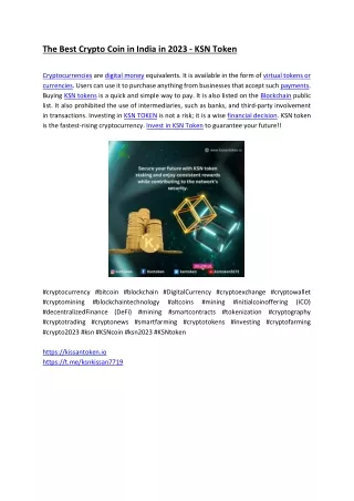 the best crypto coin in india in 2023 ksn token