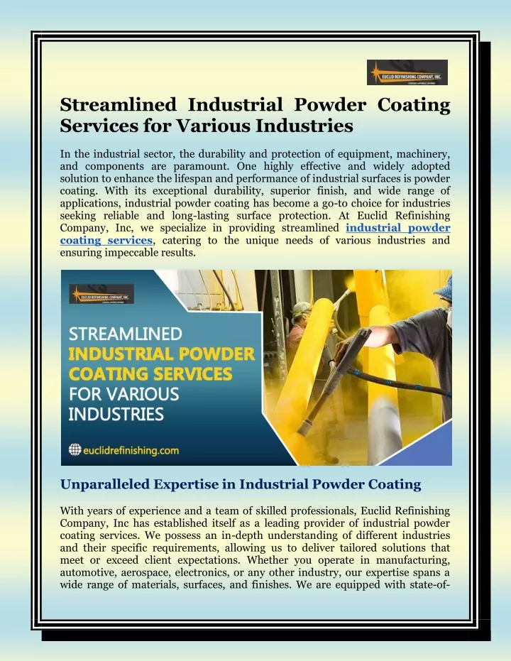 streamlined industrial powder coating services