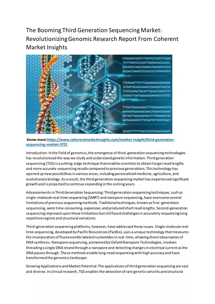 the booming third generation sequencing market