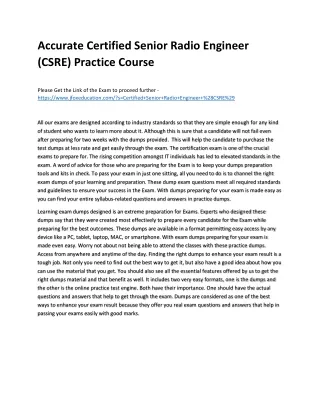 accurate certified senior radio engineer csre