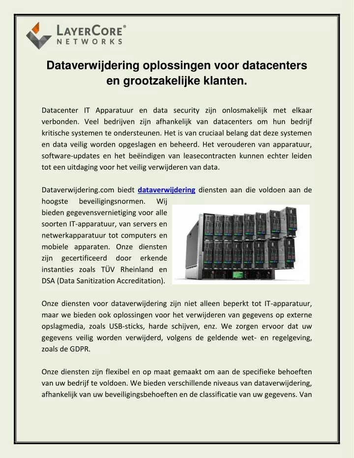 dataverwijdering oplossingen voor datacenters