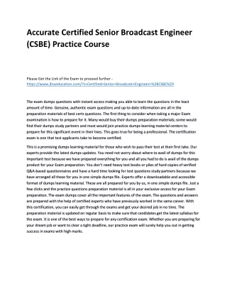 accurate certified senior broadcast engineer csbe