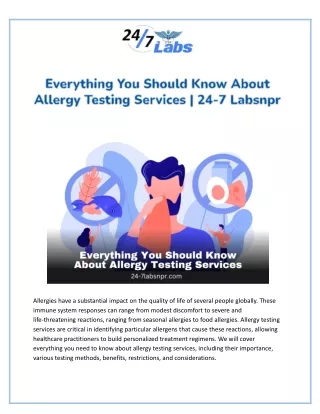 Everything You Should Know About Allergy Testing Services | 24-7 Labsnpr