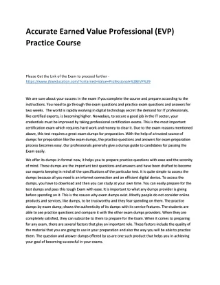 accurate earned value professional evp practice