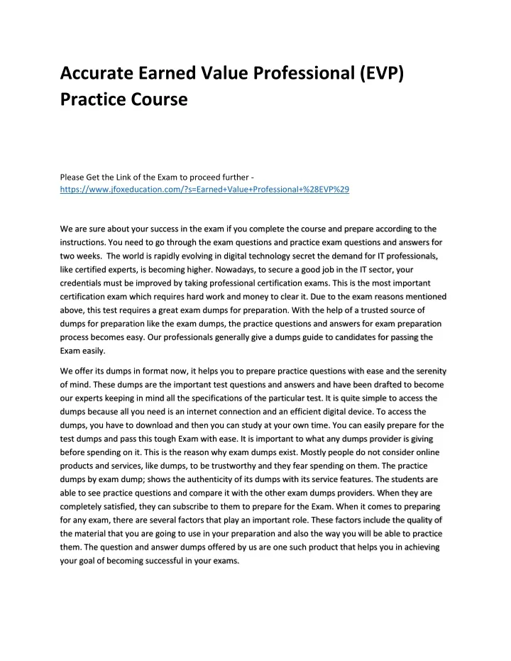PPT Accurate Earned Value Professional (EVP) Practice Course