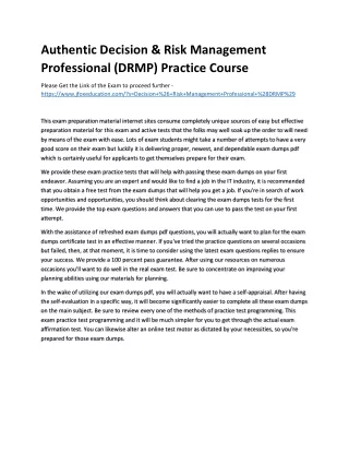 authentic decision risk management professional