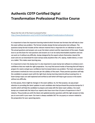 authentic cdtp certified digital transformation
