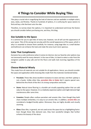 4 things to consider while buying tiles tiles