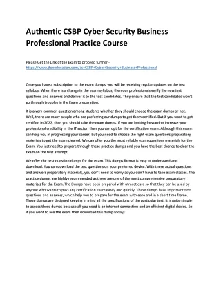authentic csbp cyber security business