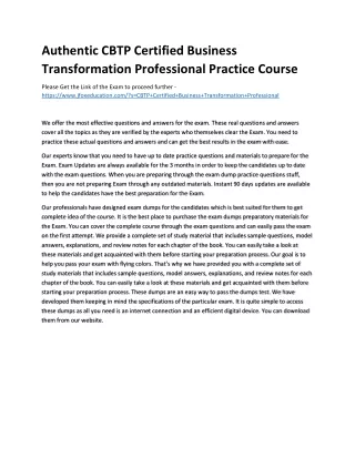authentic cbtp certified business transformation